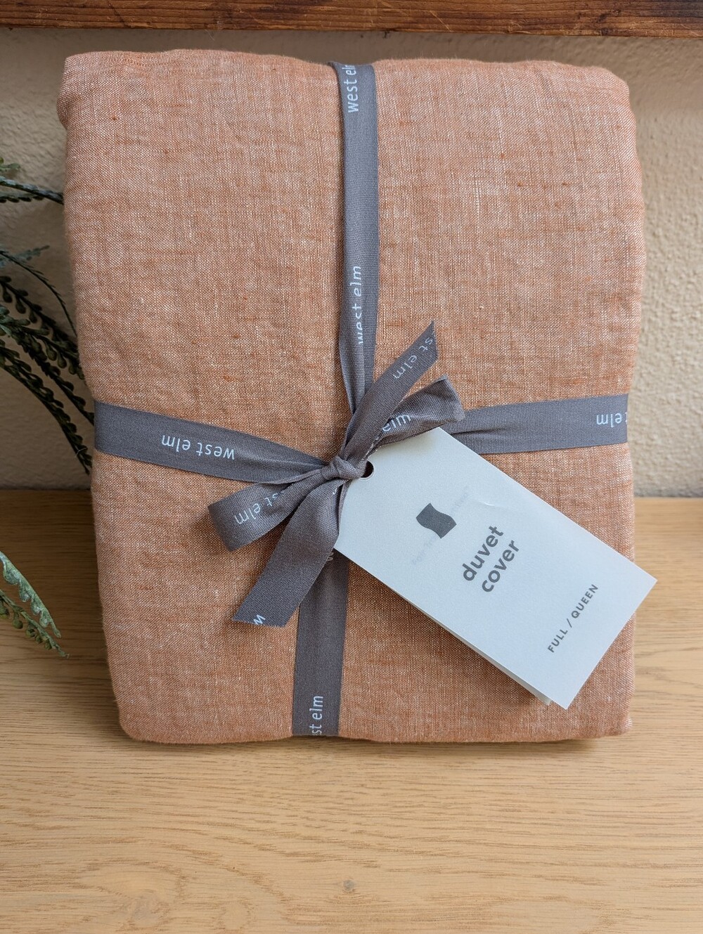 NWT West Elm 100% Linen European Flax Duvet Cover Terracotta Melange Full/Queen